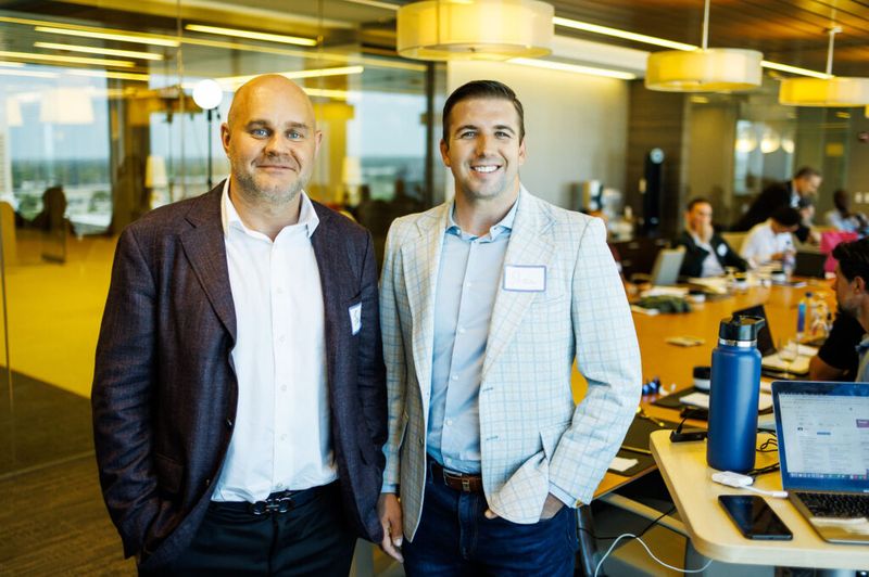 Saul Zenkevicius with his partner Shea Lewis at an Industrial IQ bootcamp.
